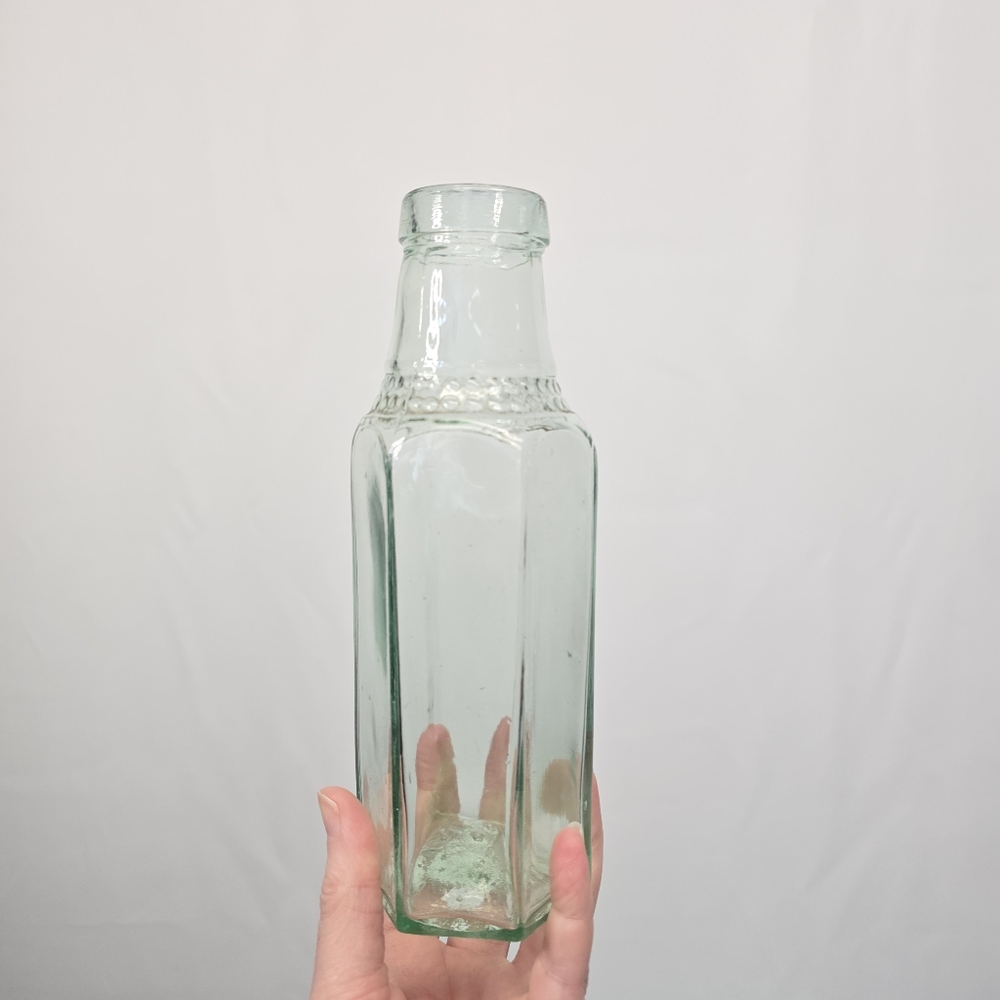 Cathedral Pickle Jar Soft Green Glass Bottle Antique 1850's Apothecary